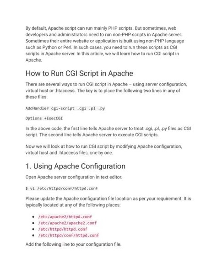 How do I run CGI script in Apache