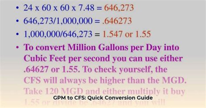 How do you convert CFS to gallons