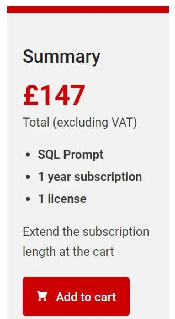 How much does SQL prompt cost