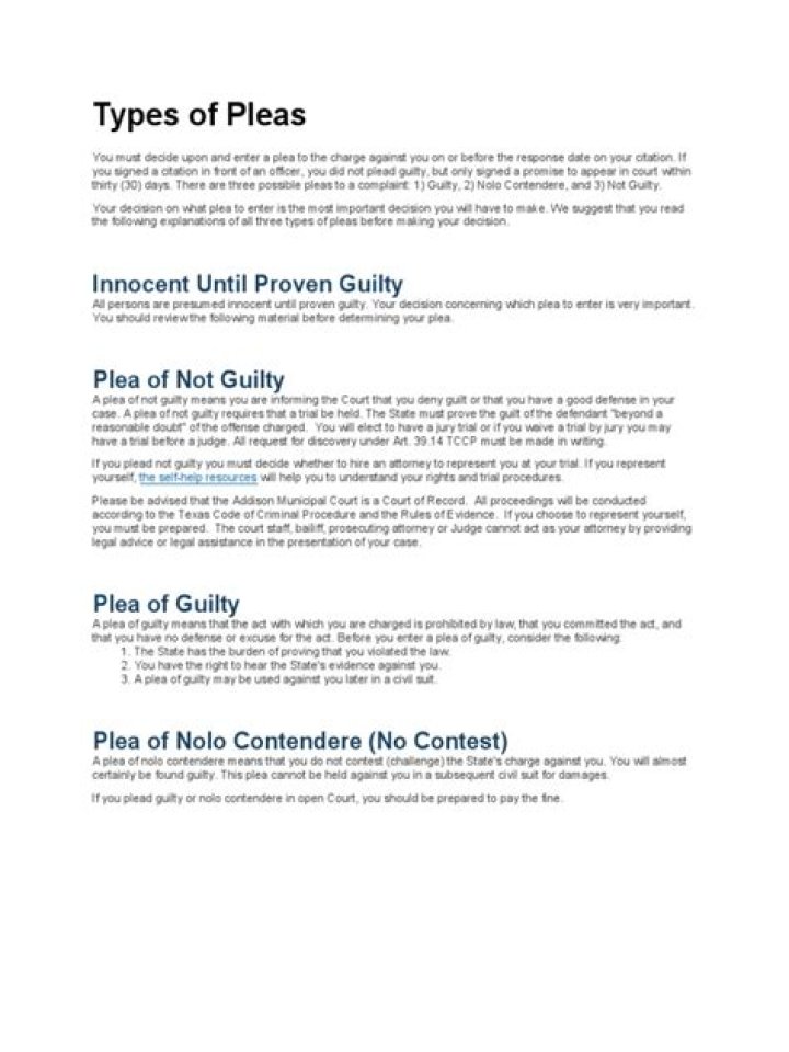 What are the 4 types of pleas