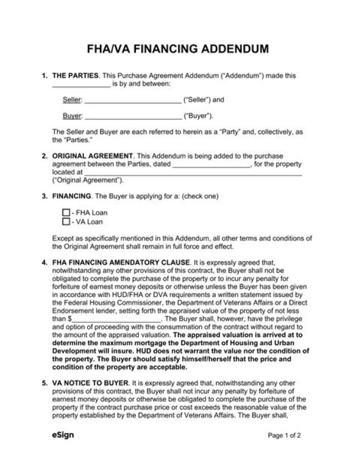 What is FHA VA addendum