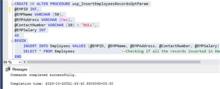 What is optional parameter in SQL