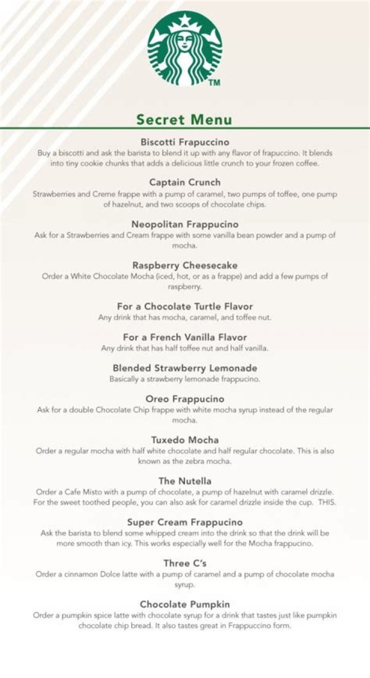 What is Starbucks Secret Menu