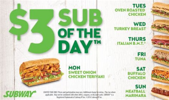 What is subways sub of the day