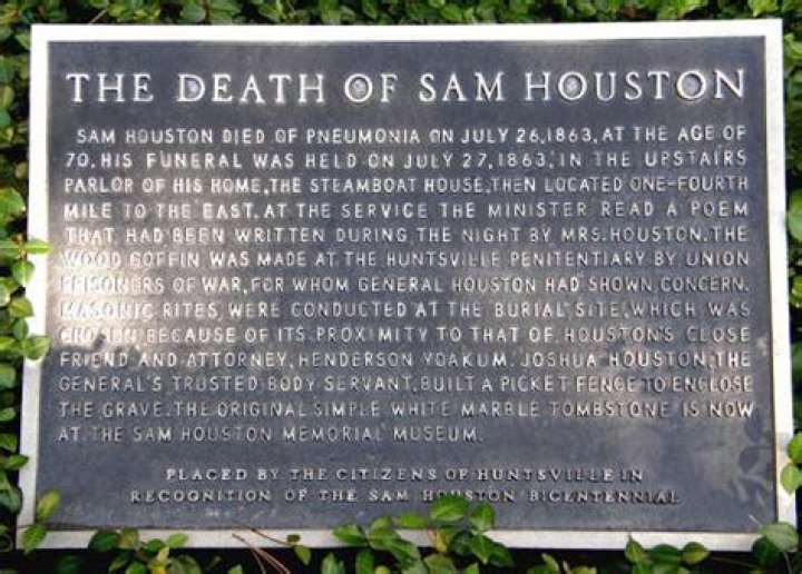 Where and how did Sam Houston die