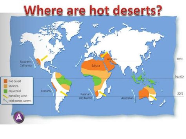 Where are hot and dry deserts located